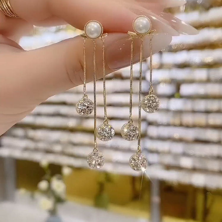 Elegant Zirconia Tassel Earrings