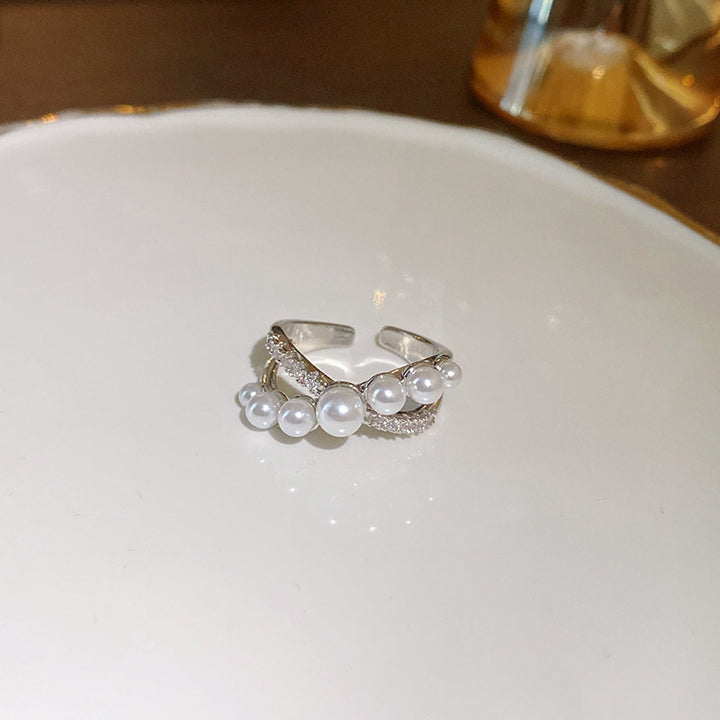 Zirconia Pearl Vintage Adjustable Ring
