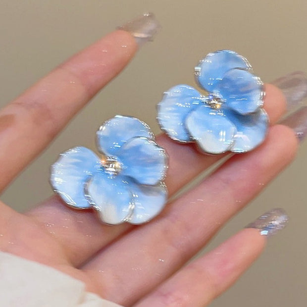 Vintage Oil Painting Flower Earrings