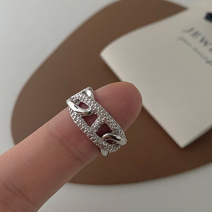 S925 Sterling Silver Simple Diamond Wrap Ring