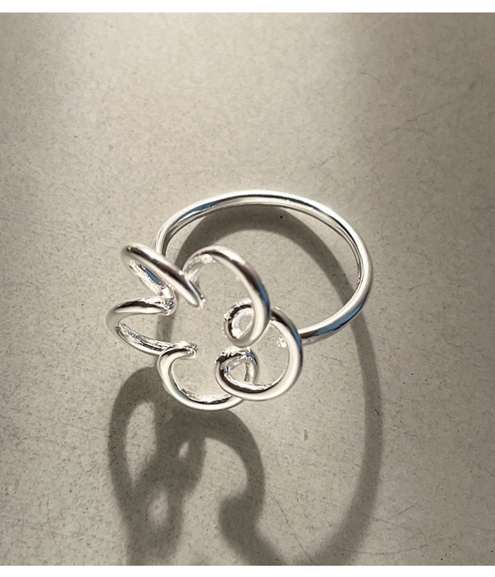 Line Skeleton Flower Adjustable Ring