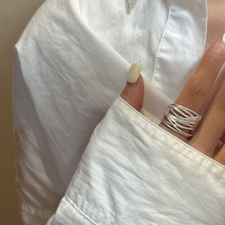 S925 Sterling Silver Line Wrap Ring