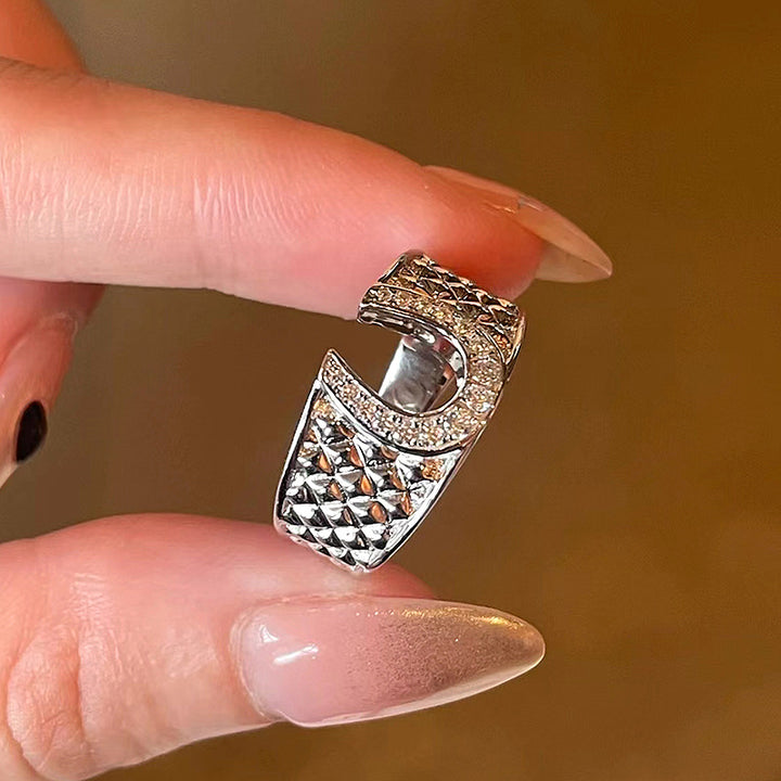S925 Sterling Silver U-Shape Diamond Ring