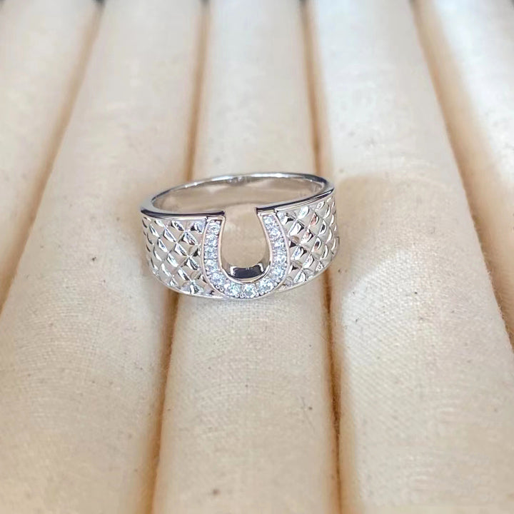 S925 Sterling Silver U-Shape Diamond Ring