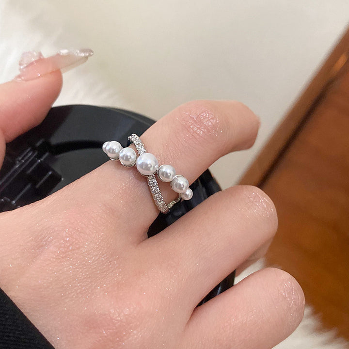 Zirconia Pearl Vintage Adjustable Ring