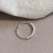 Fine Sterling Silver Frosted Bead Ring