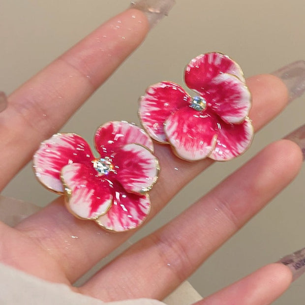 Vintage Oil Painting Flower Earrings