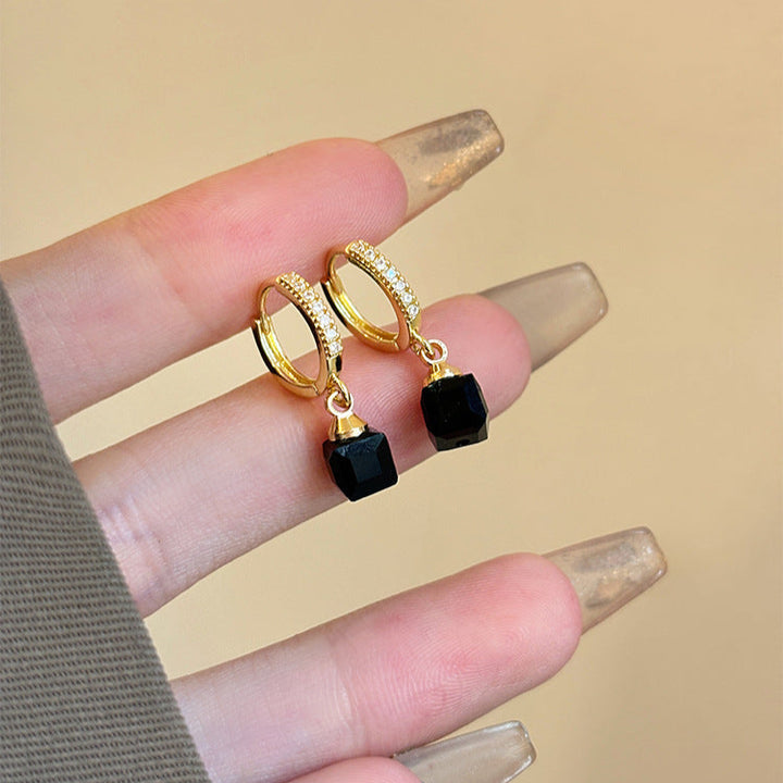 Simple Luxury Black Onyx Drop Earrings