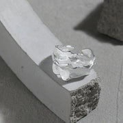 S925 Sterling Silver Minimalist Irregular Texture Adjustable Ring
