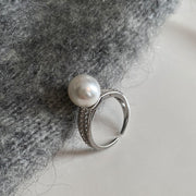 Vintage Sterling Silver Skeleton Pearl Ring