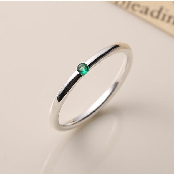 925 Sterling Silver Green Zirconia Circle Ring