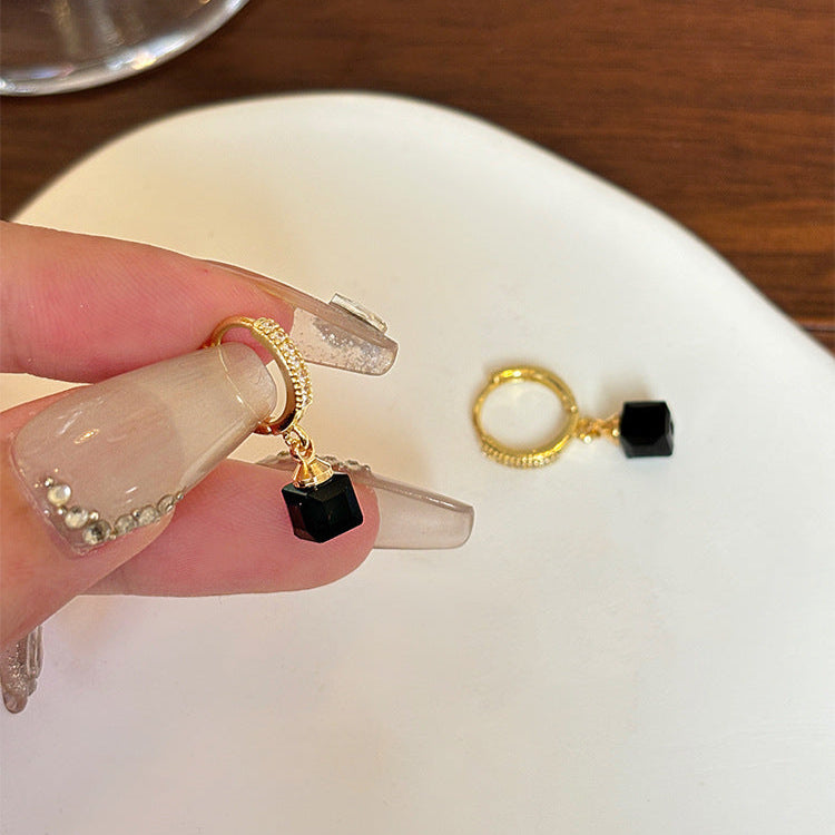 Simple Luxury Black Onyx Drop Earrings