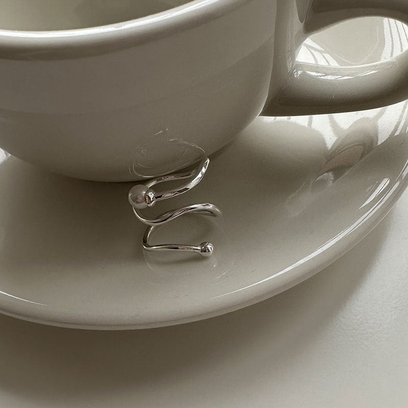 Sterling Silver Geometric Triple Pearl Ring