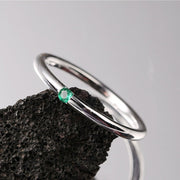 925 Sterling Silver Green Zirconia Circle Ring