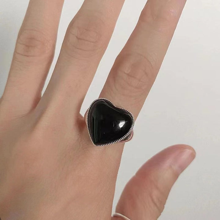 Sterling Silver Onyx Heart Ring