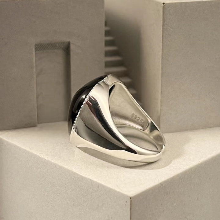 Sterling Silver Onyx Heart Ring