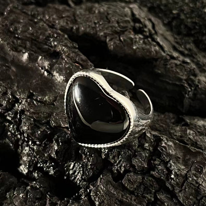 Sterling Silver Onyx Heart Ring