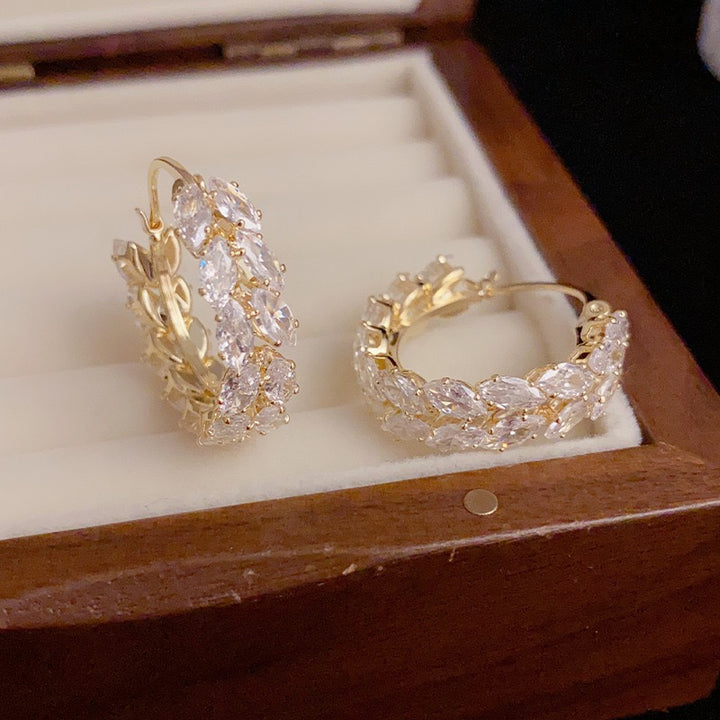 Zirconia Wheat Hoop Earrings