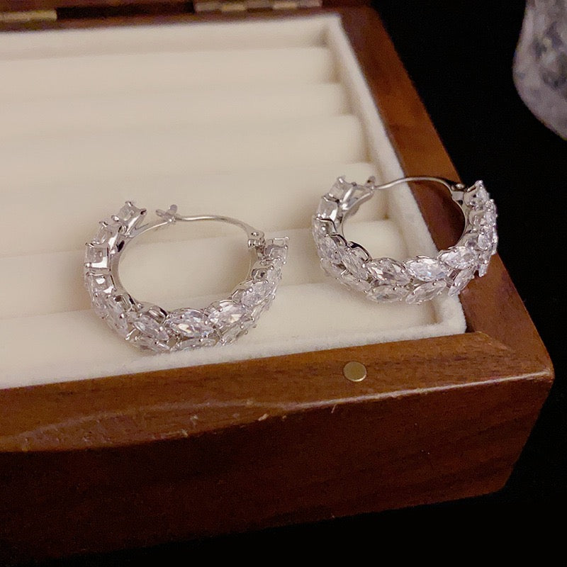 Zirconia Wheat Hoop Earrings