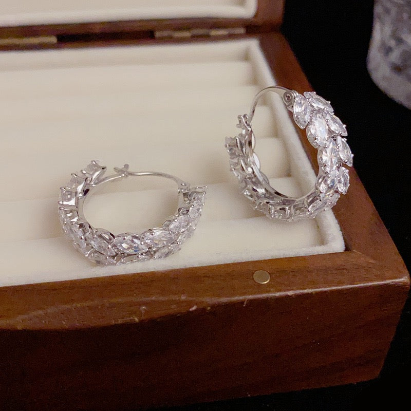 Zirconia Wheat Hoop Earrings