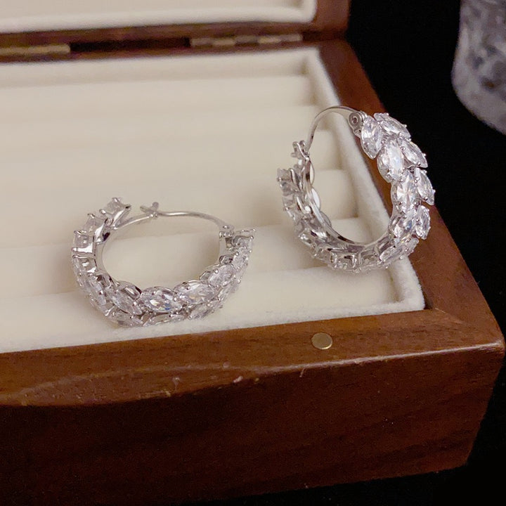 Zirconia Wheat Hoop Earrings