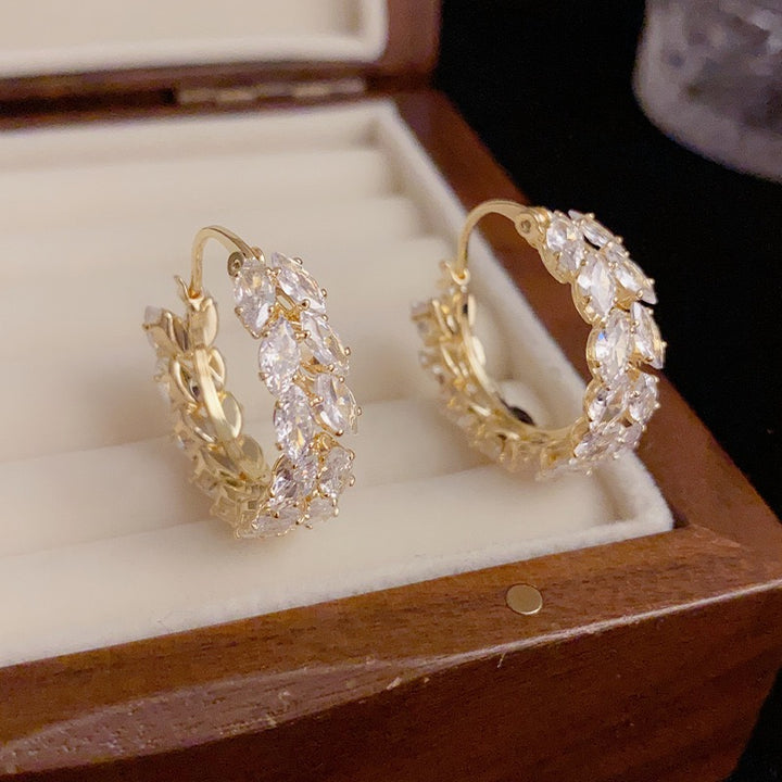 Zirconia Wheat Hoop Earrings