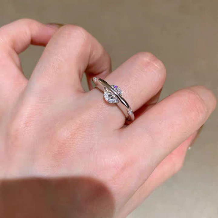 Cosmic Stellar Three-Stone Moissanite Ring