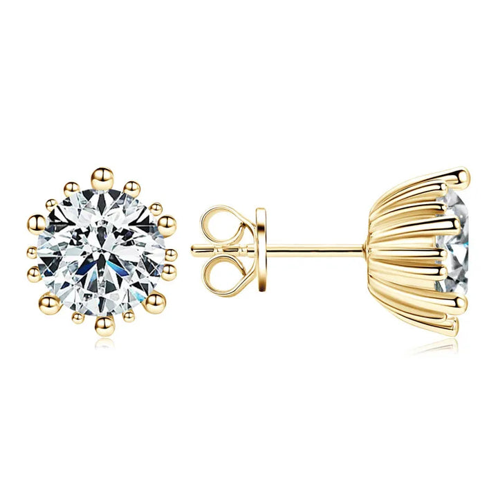 Sunburst Crown Moissanite Stud Earrings