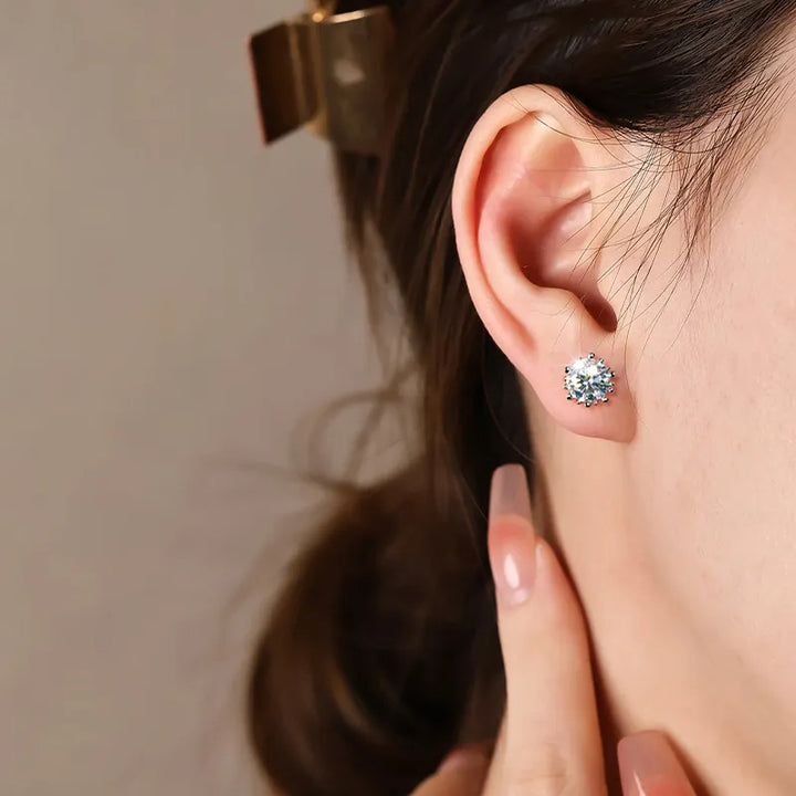 Sunburst Crown Moissanite Stud Earrings