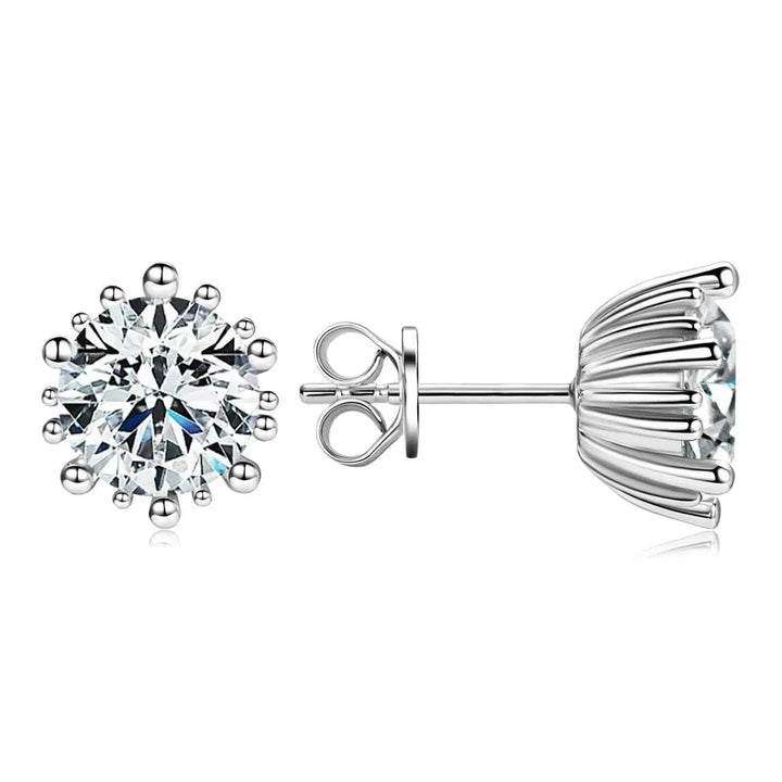 Sunburst Crown Moissanite Stud Earrings