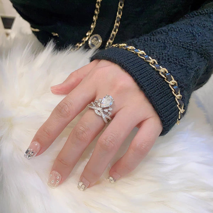 Teardrop Crown Moissanite Ring