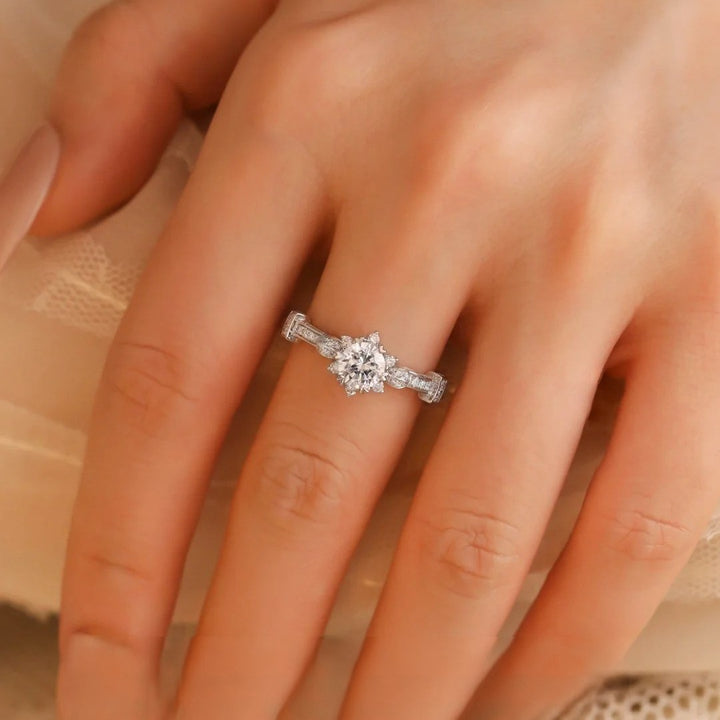 Regal Crown Cathedral Moissanite Ring