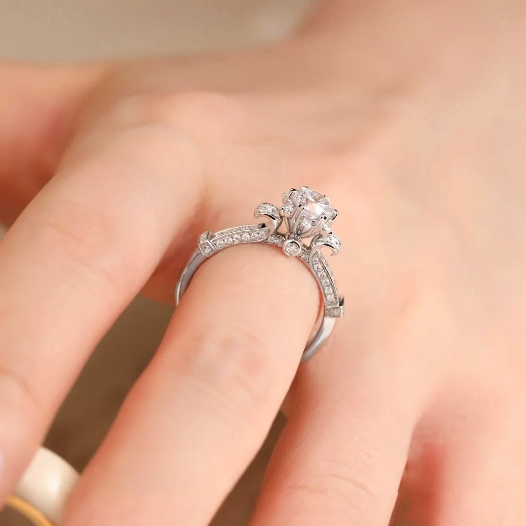 Regal Crown Cathedral Moissanite Ring