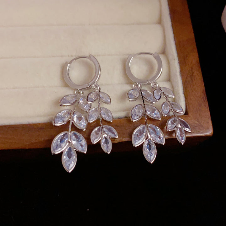 Wheat Ears Zircon Tassel Earrings