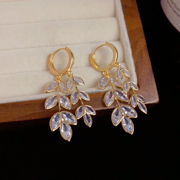 Wheat Ears Zircon Tassel Earrings