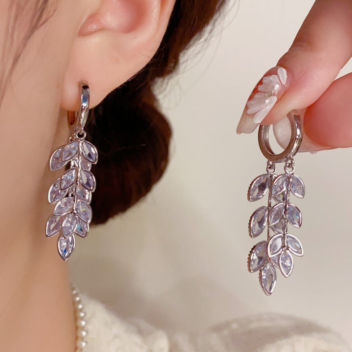 Wheat Ears Zircon Tassel Earrings