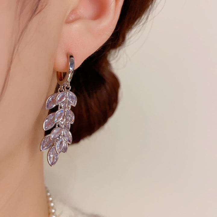 Wheat Ears Zircon Tassel Earrings