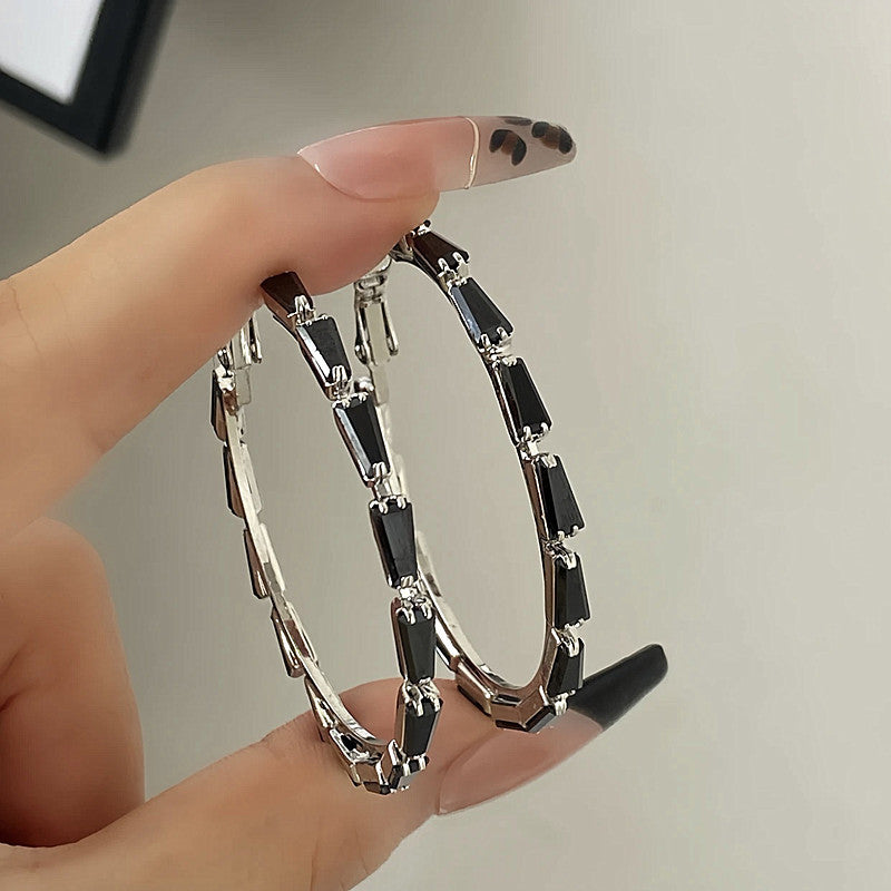 Simple Rhinestone Hoop Earrings