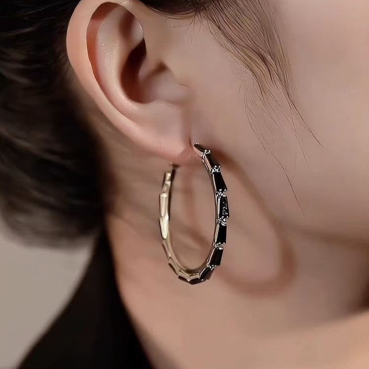 Simple Rhinestone Hoop Earrings