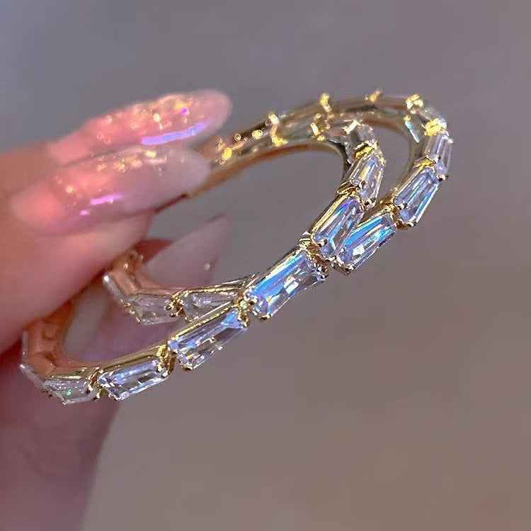 Simple Rhinestone Hoop Earrings
