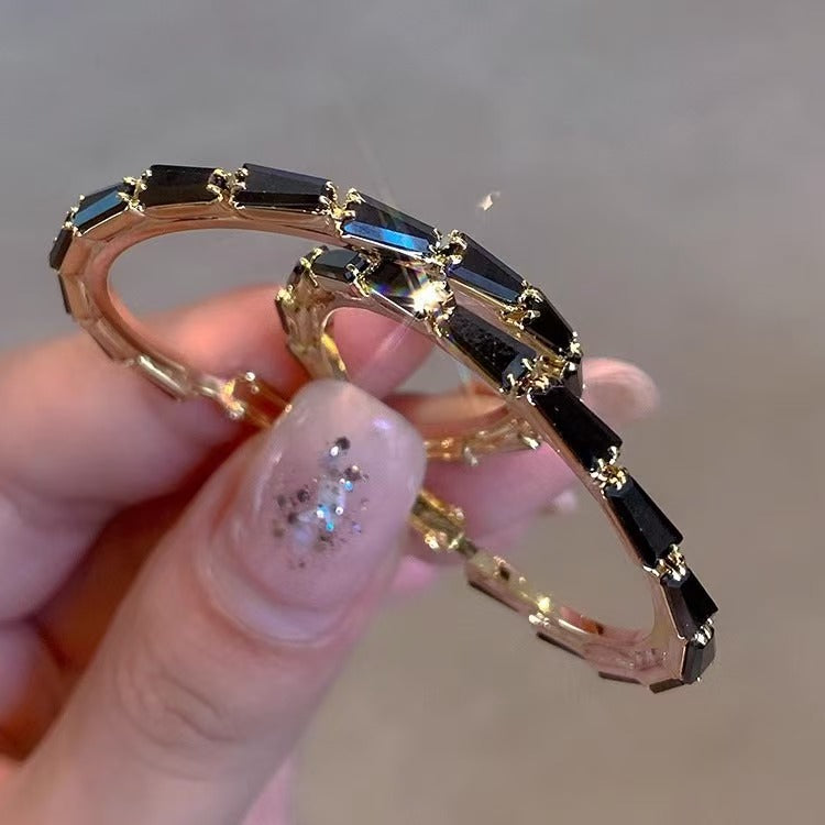 Simple Rhinestone Hoop Earrings