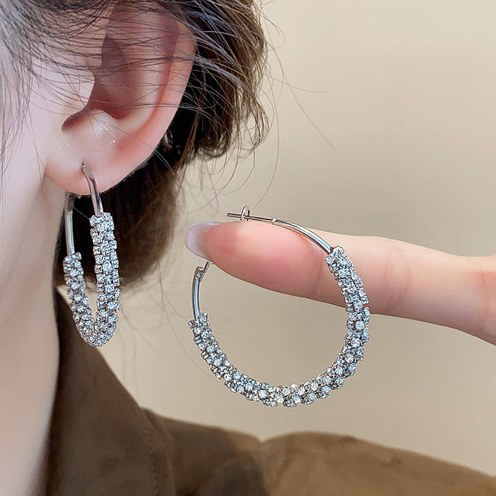 Semi Rhinestone Circle Earrings