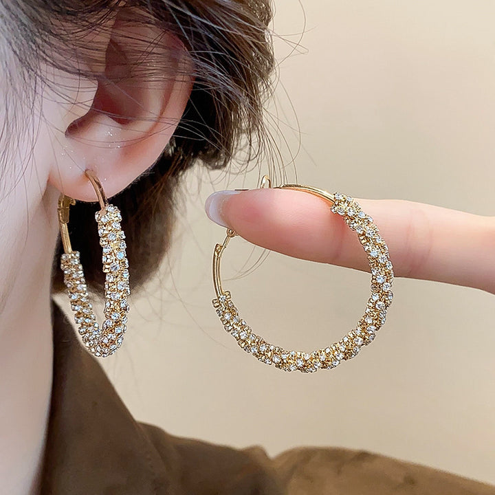 Semi Rhinestone Circle Earrings