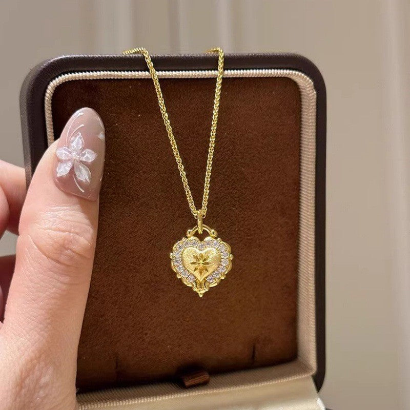 Brushed Heart Diamond Necklace