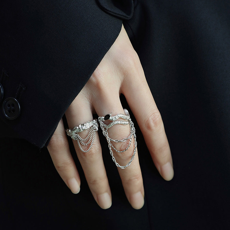 925 Sterling Silver Chain Textured Ring