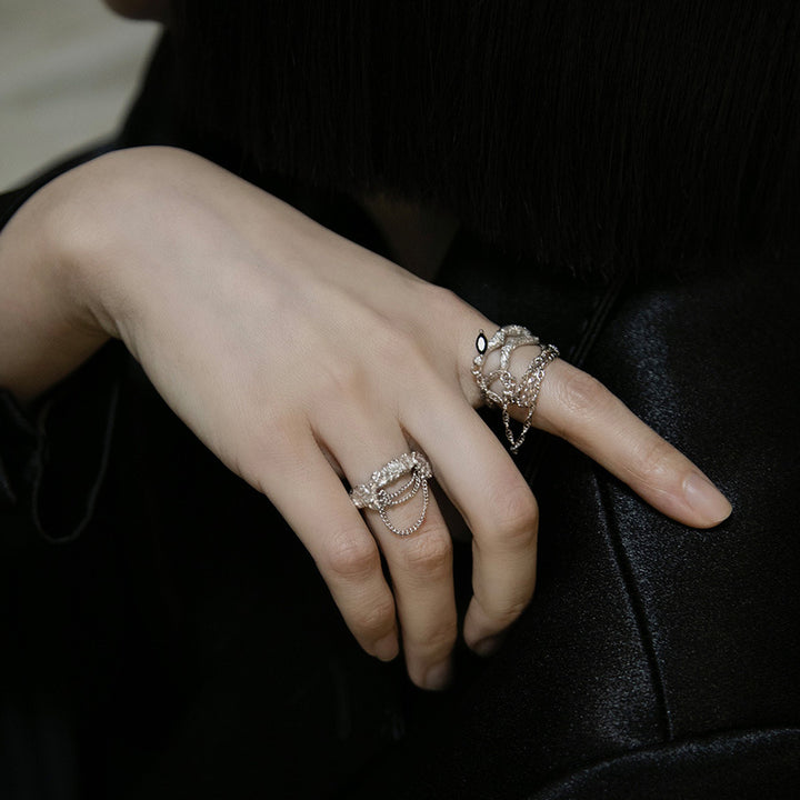 925 Sterling Silver Chain Textured Ring