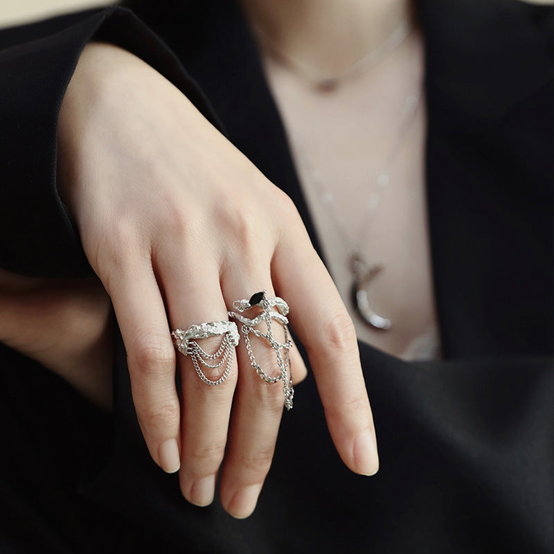 925 Sterling Silver Chain Textured Ring