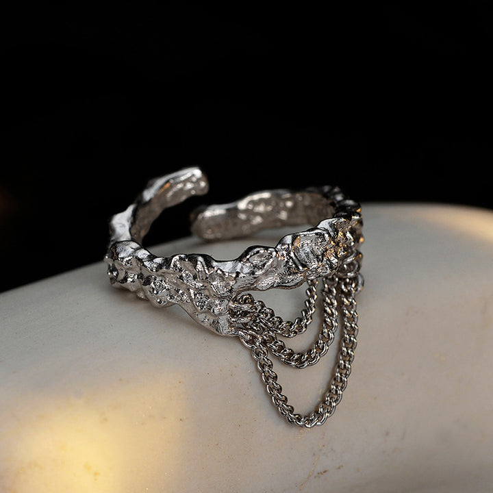 925 Sterling Silver Chain Textured Ring