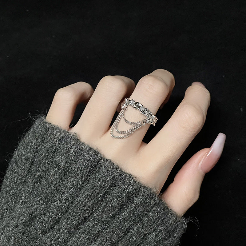 925 Sterling Silver Chain Textured Ring