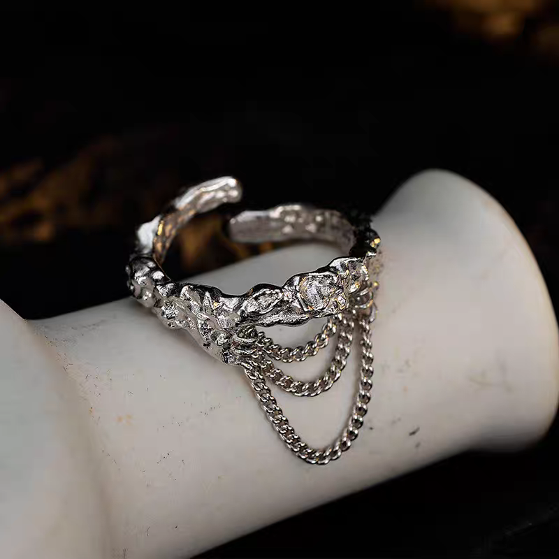 925 Sterling Silver Chain Textured Ring